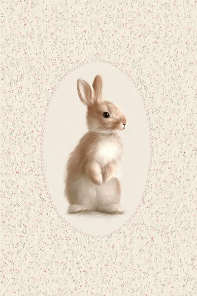 Bunny Floral Illustration Poster. poster print