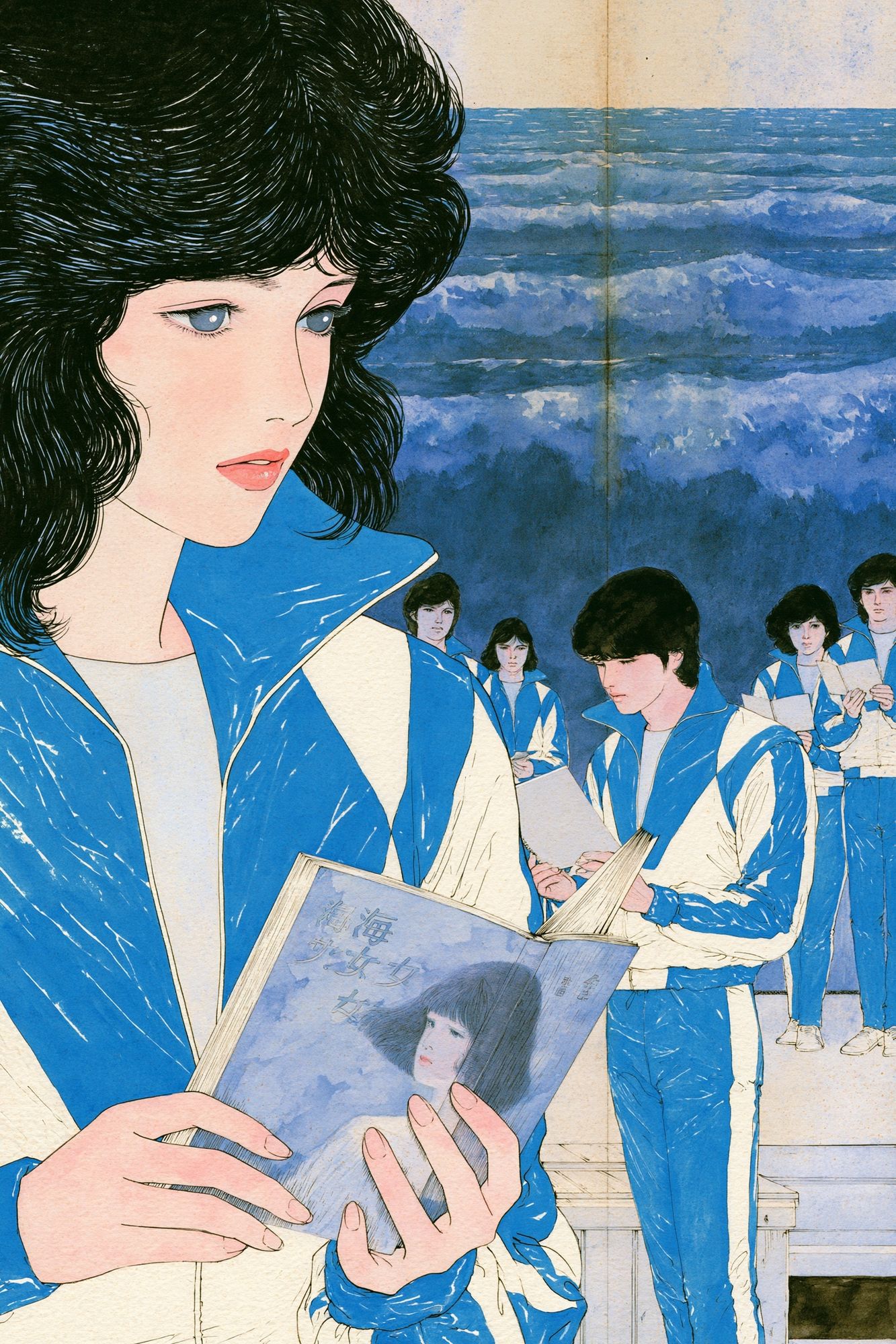 Ocean Reading Scene Illustration Poster. poster — anime art