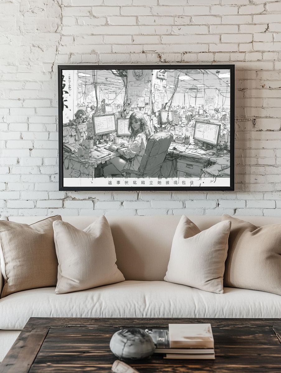 Anime Office Sketch Poster. — room view 1