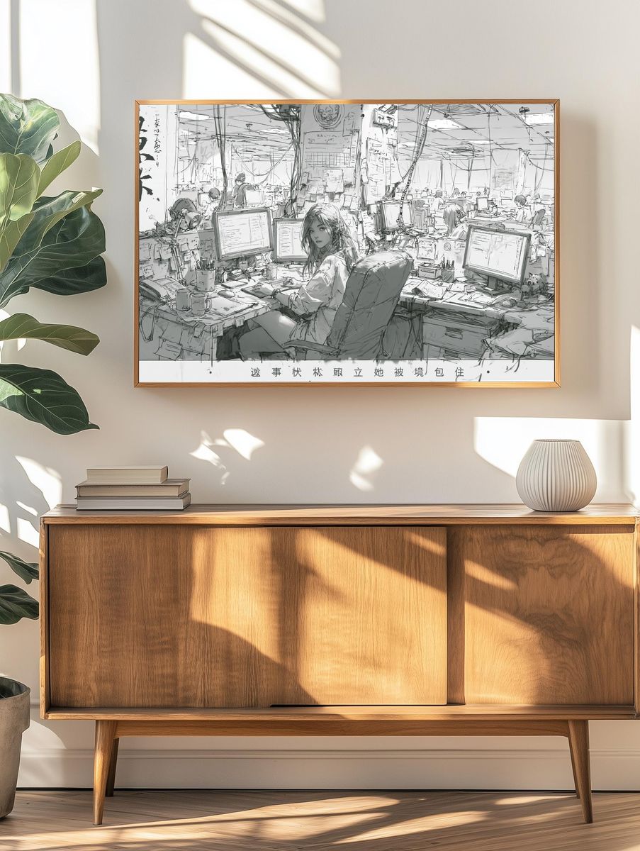 Anime Office Sketch Poster. — room view 3