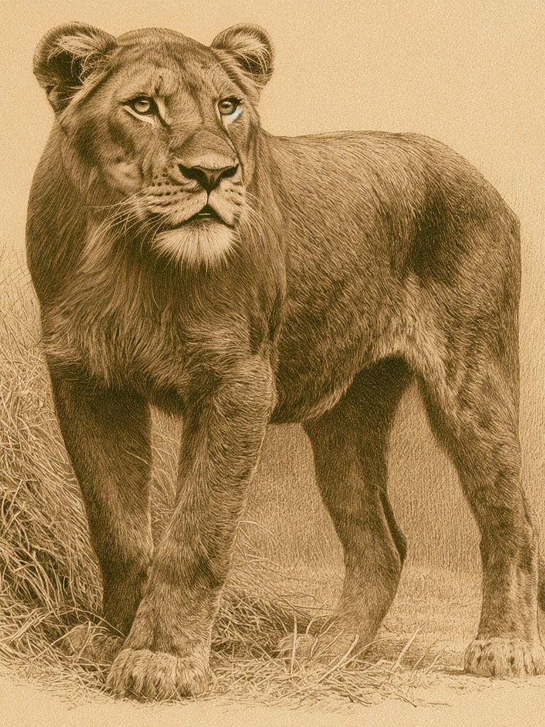 Lioness Sepia Wildlife Poster. poster — animals art
