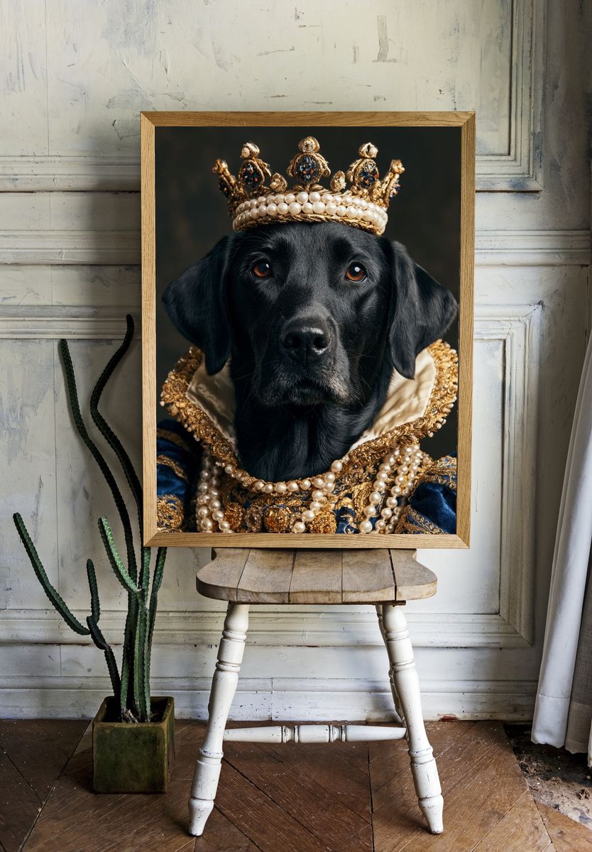 Black Labrador Royal Portrait Poster. — room view 1
