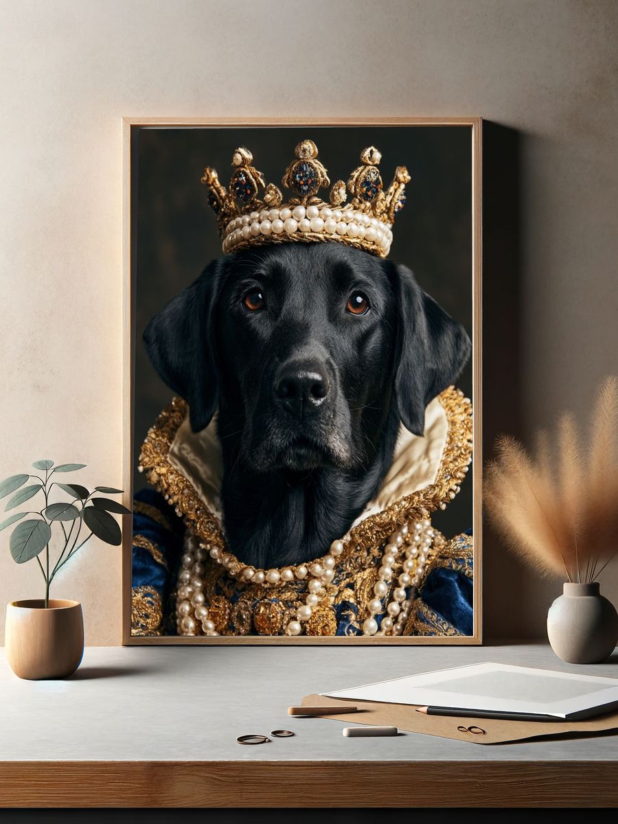 Black Labrador Royal Portrait Poster. — room view 2