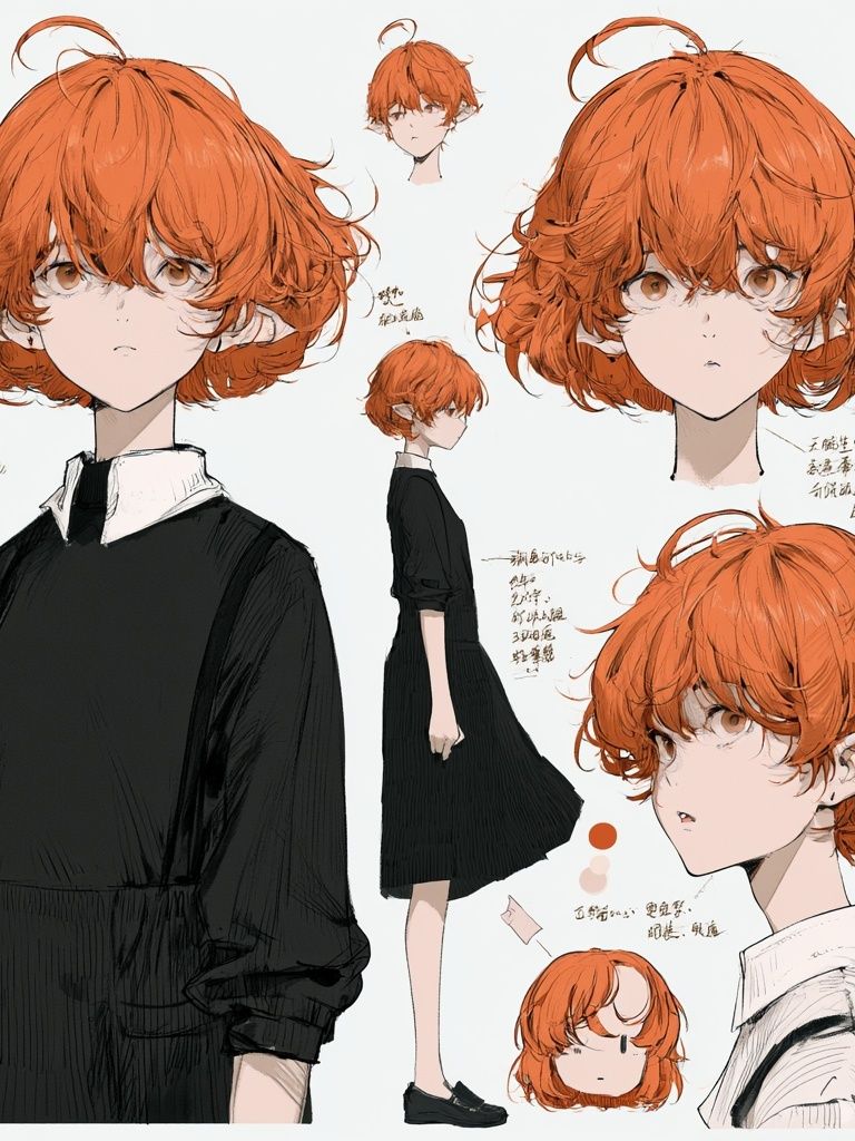 Orange-Haired Anime Character Illustration Poster. poster — anime art