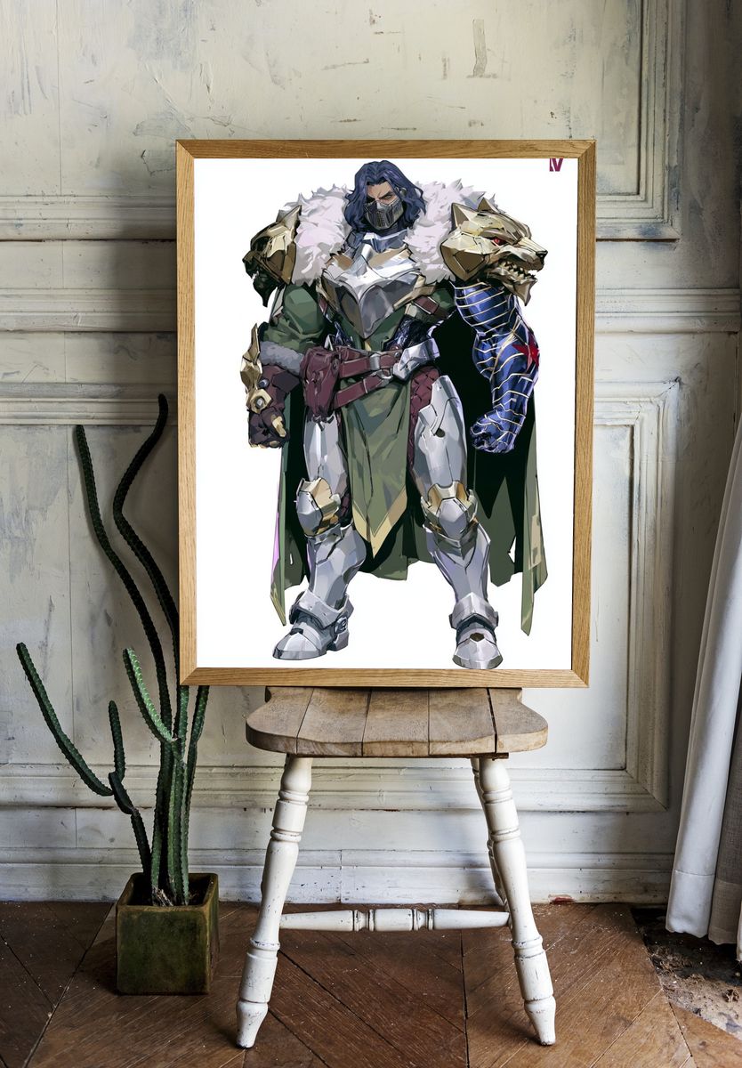 Armored Fantasy Warrior Illustration Poster. room preview