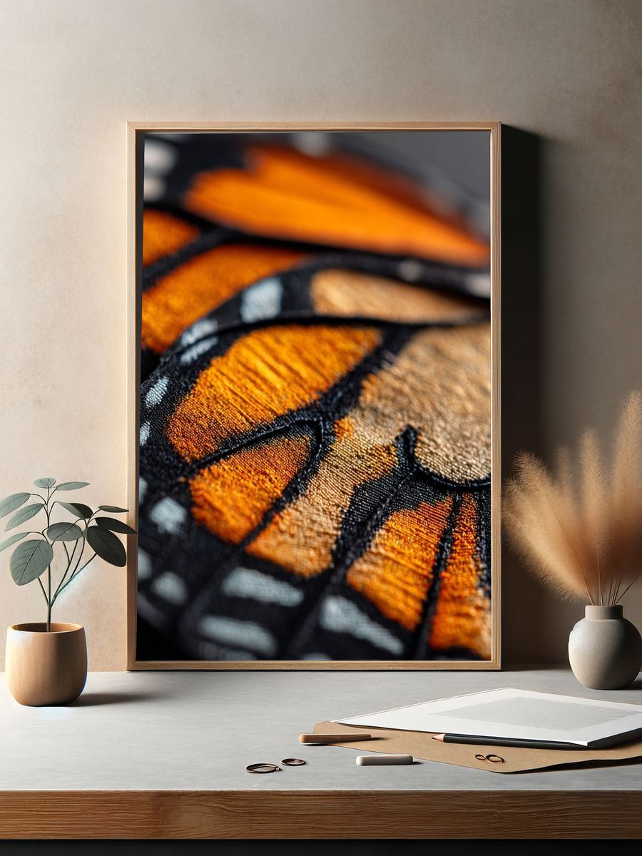 Monarch Butterfly Wing Macro Print. — room view 2