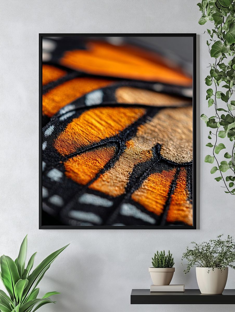 Monarch Butterfly Wing Macro Print. — room view 4