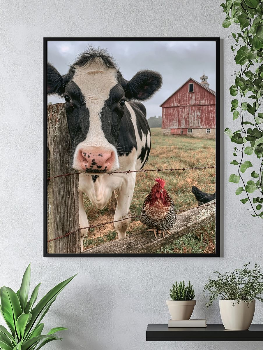 Farmyard Cow Portrait Poster. — room view 4