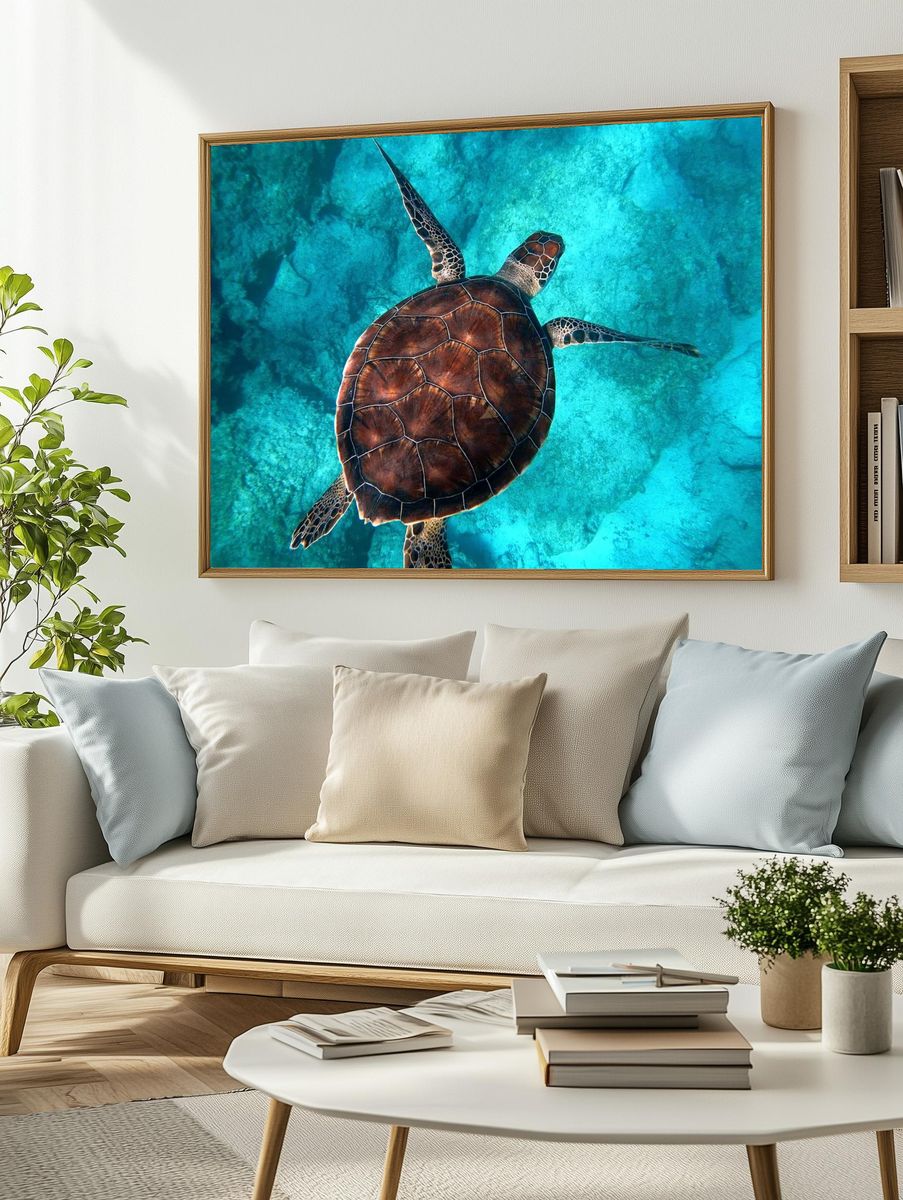 Big sea turtle swimming ocean. — room view 2