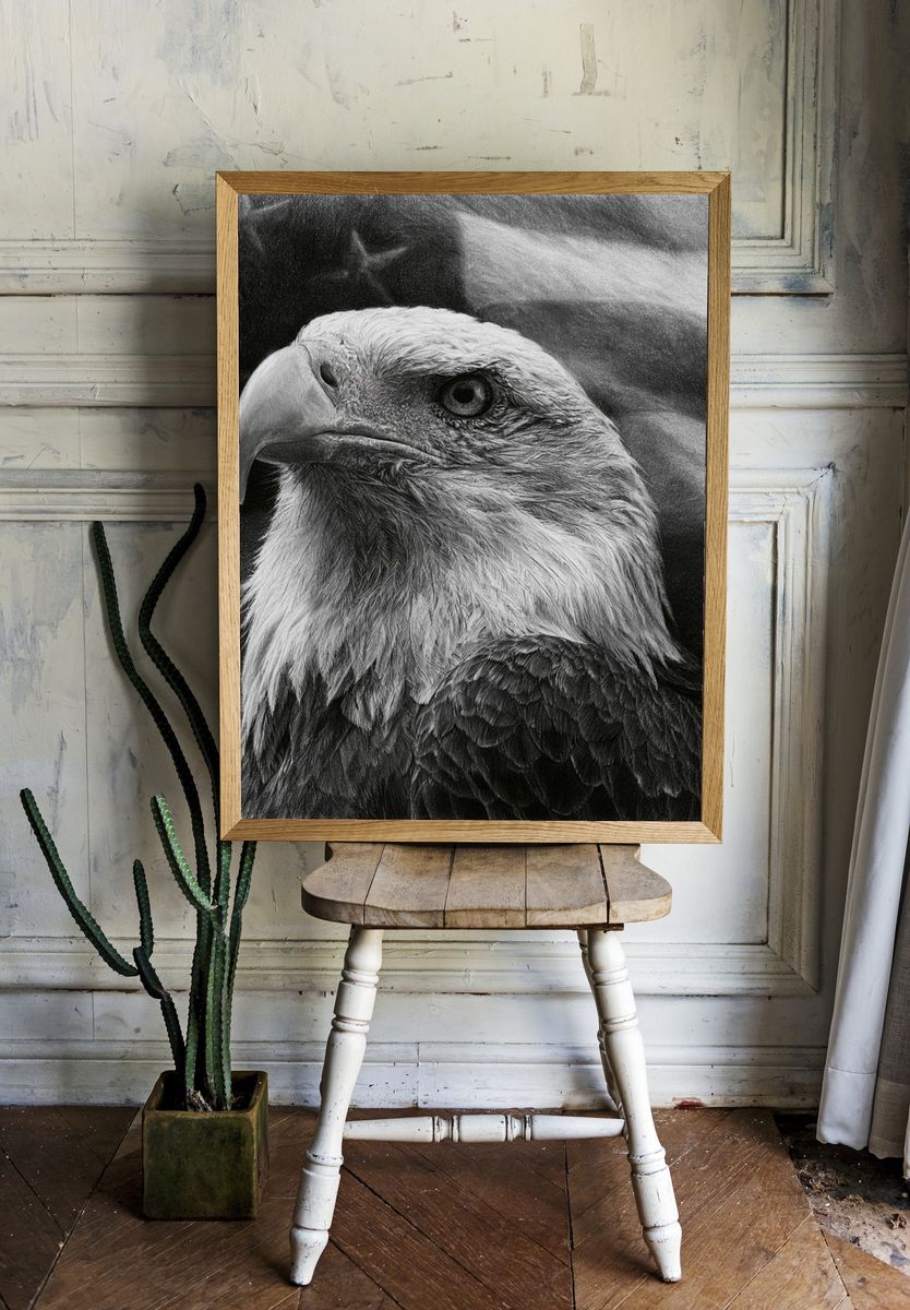 Majestic Eagle Portrait Print. — room view 1