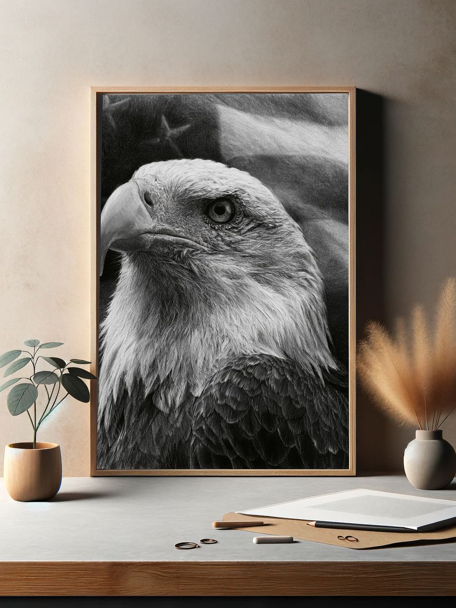 Majestic Eagle Portrait Print. — room view 2