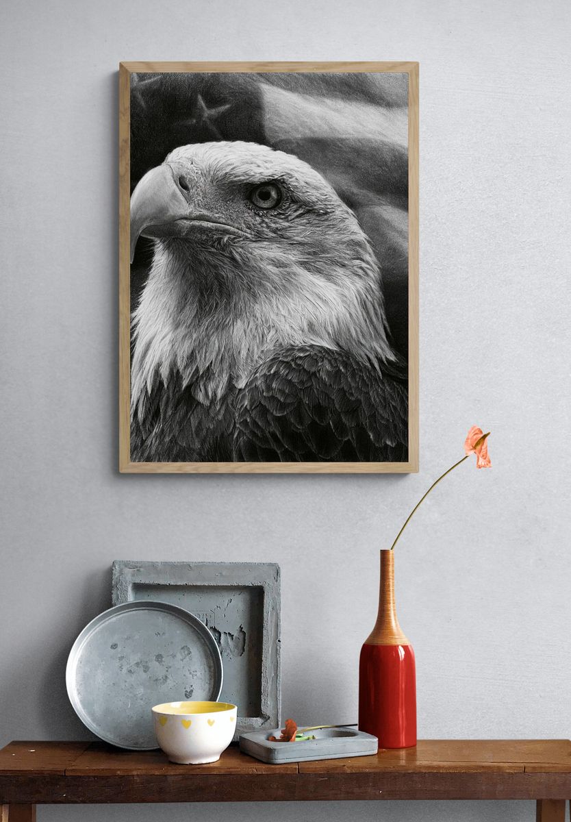 Majestic Eagle Portrait Print. — room view 3