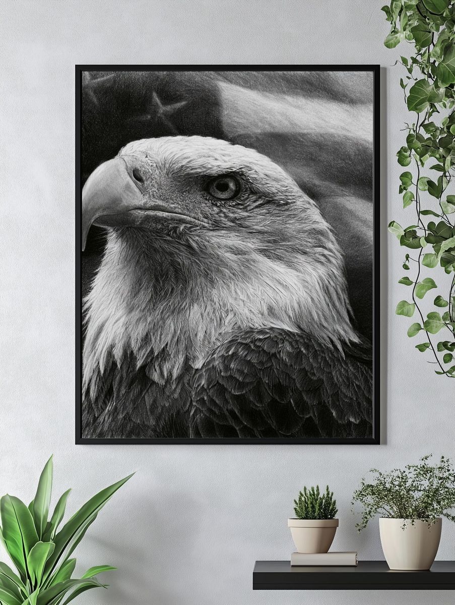 Majestic Eagle Portrait Print. — room view 4