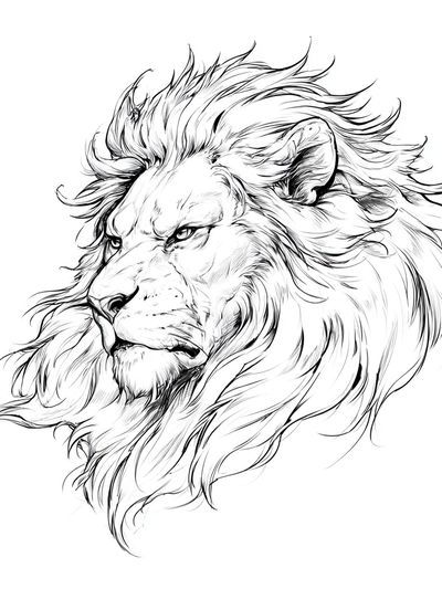 Lion Head Line Art Poster.