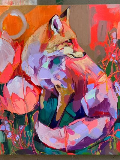 Fox in Bloom Illustration Poster.
