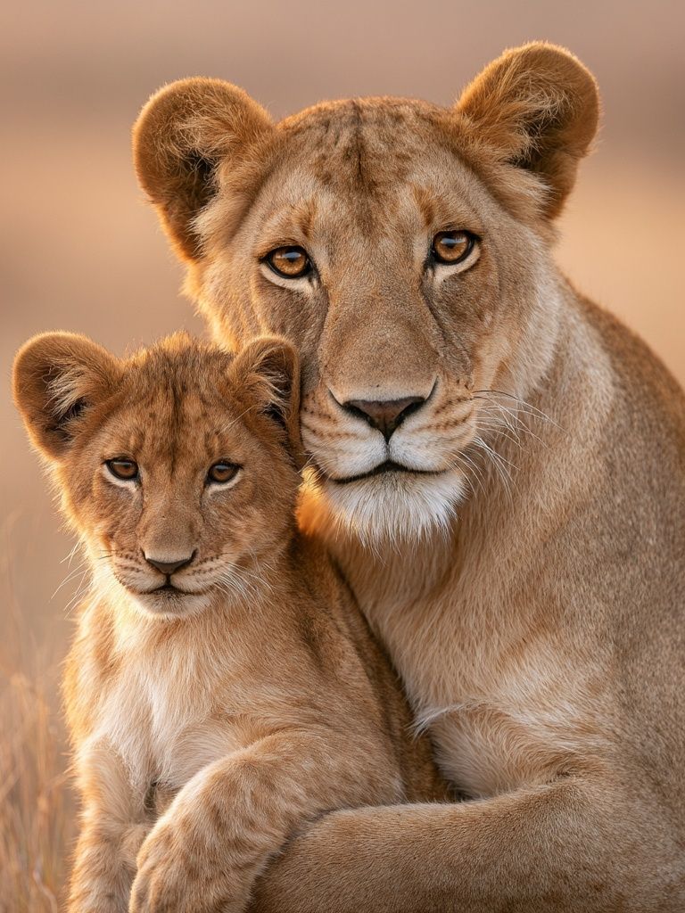 Lioness and Cub Wildlife Photography Poster. poster — animals art