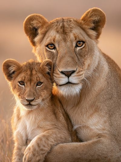Lioness and Cub Wildlife Photography Poster. poster