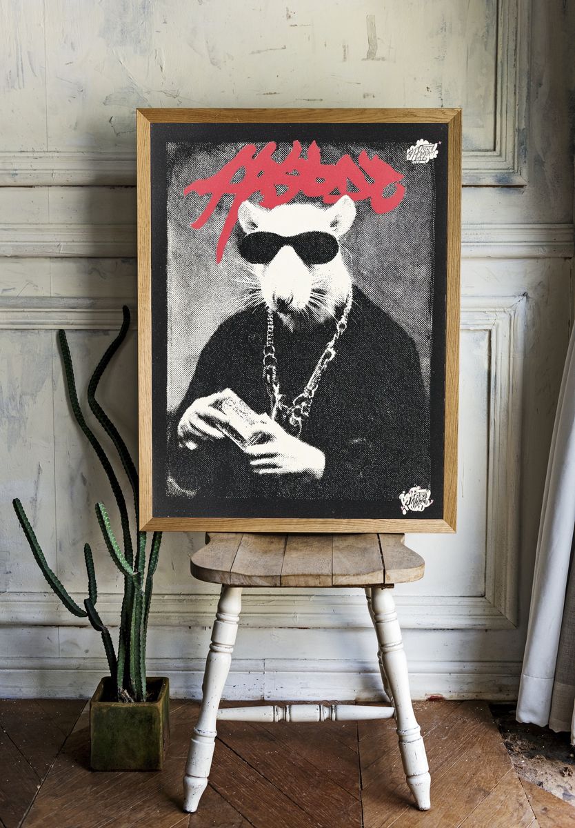 Rat in Shades Street-Art Poster. room preview