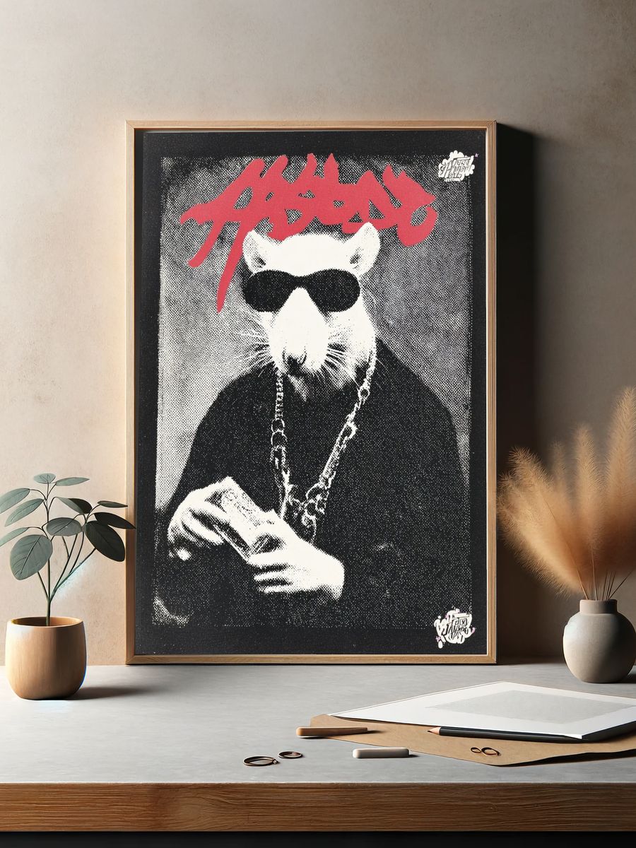 Rat in Shades Street-Art Poster. — room view 2