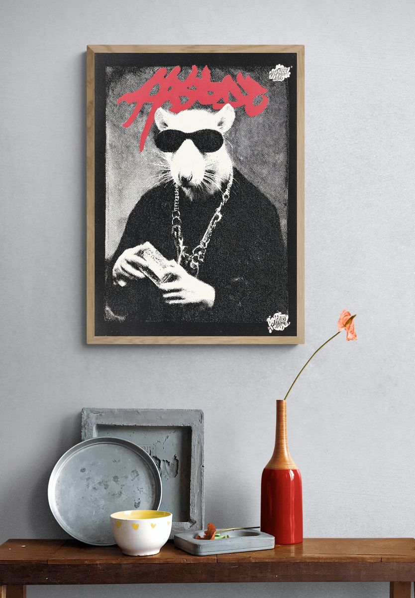 Rat in Shades Street-Art Poster. — room view 3