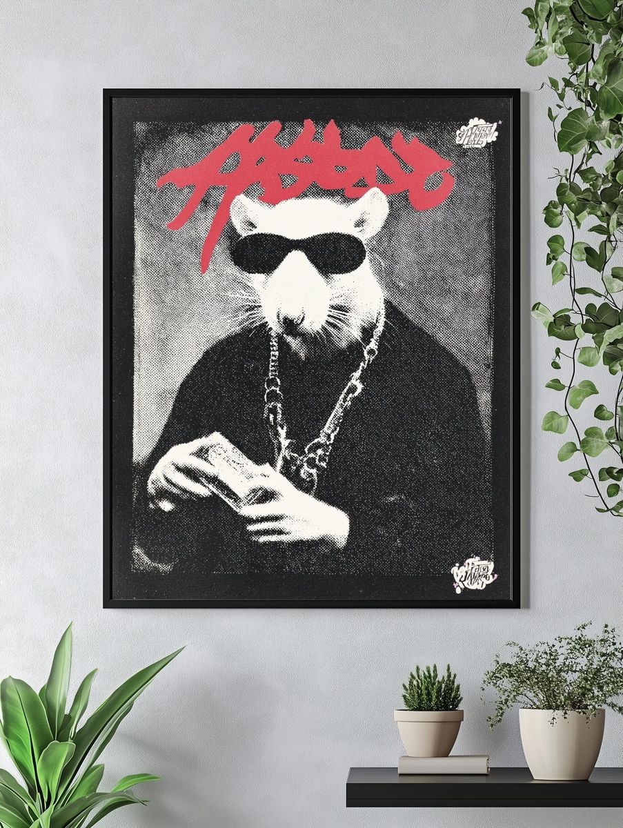 Rat in Shades Street-Art Poster. — room view 4