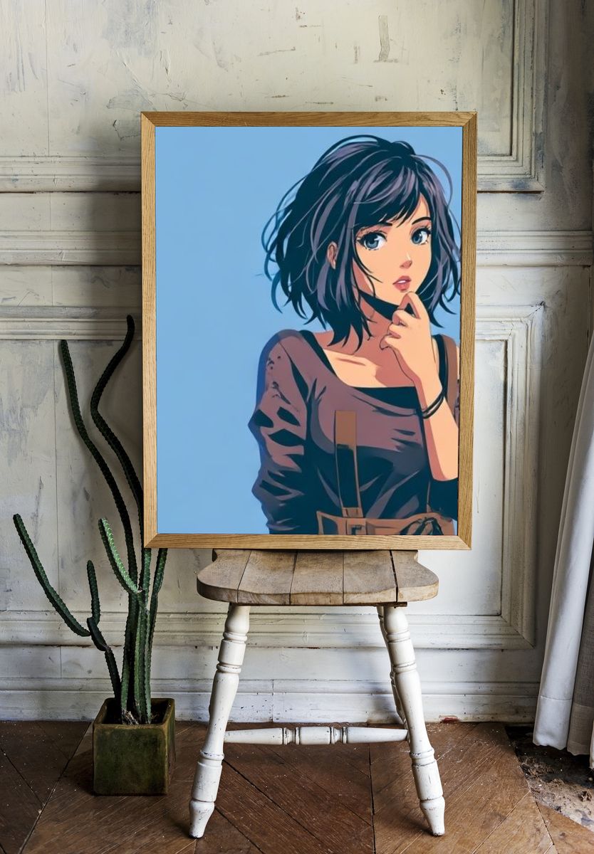 Anime Girl Portrait Print. room preview