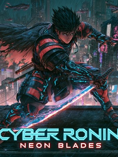 Cyber Ronin Neon Blades Poster.