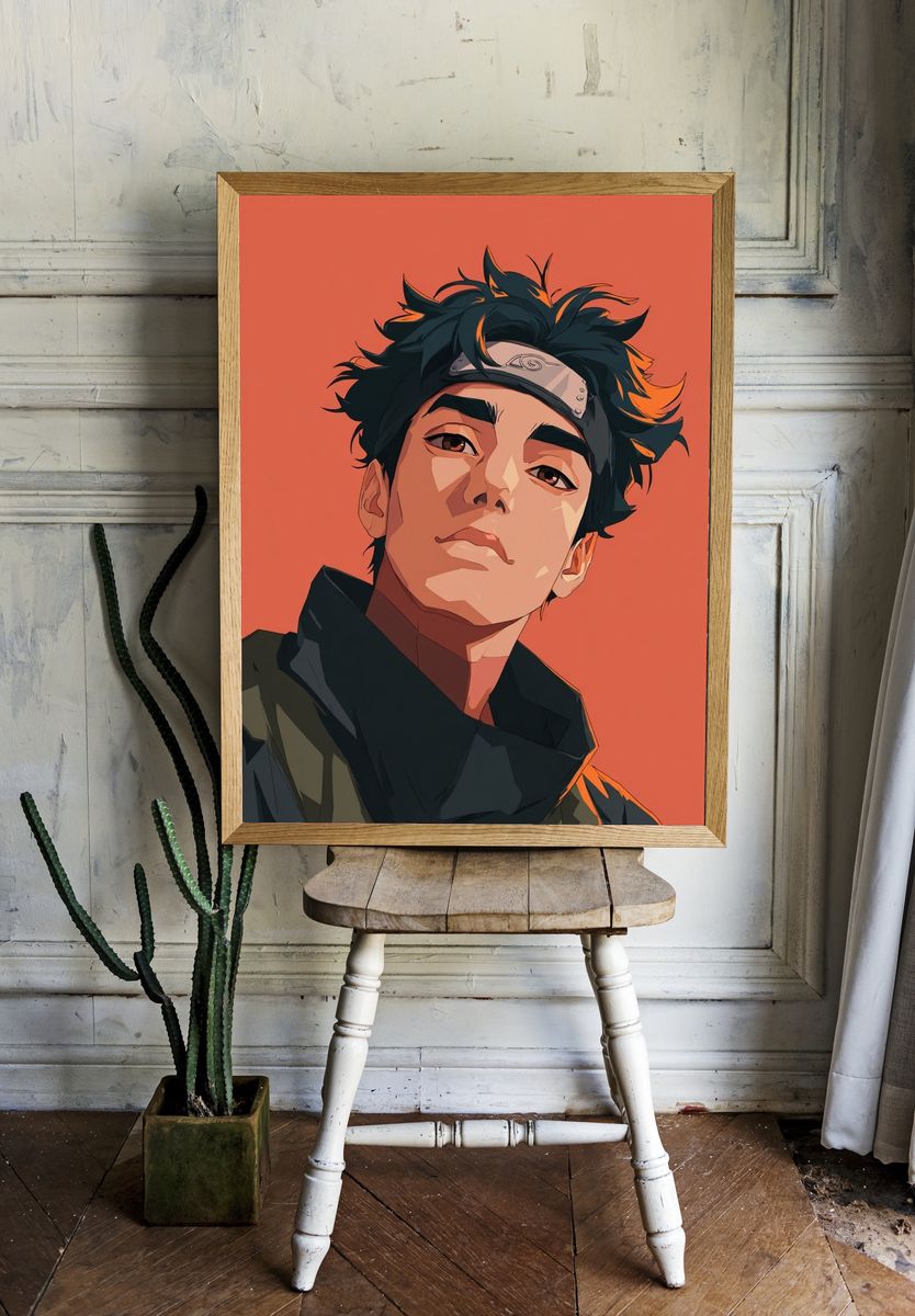 Anime Ninja Portrait Print. — room view 1