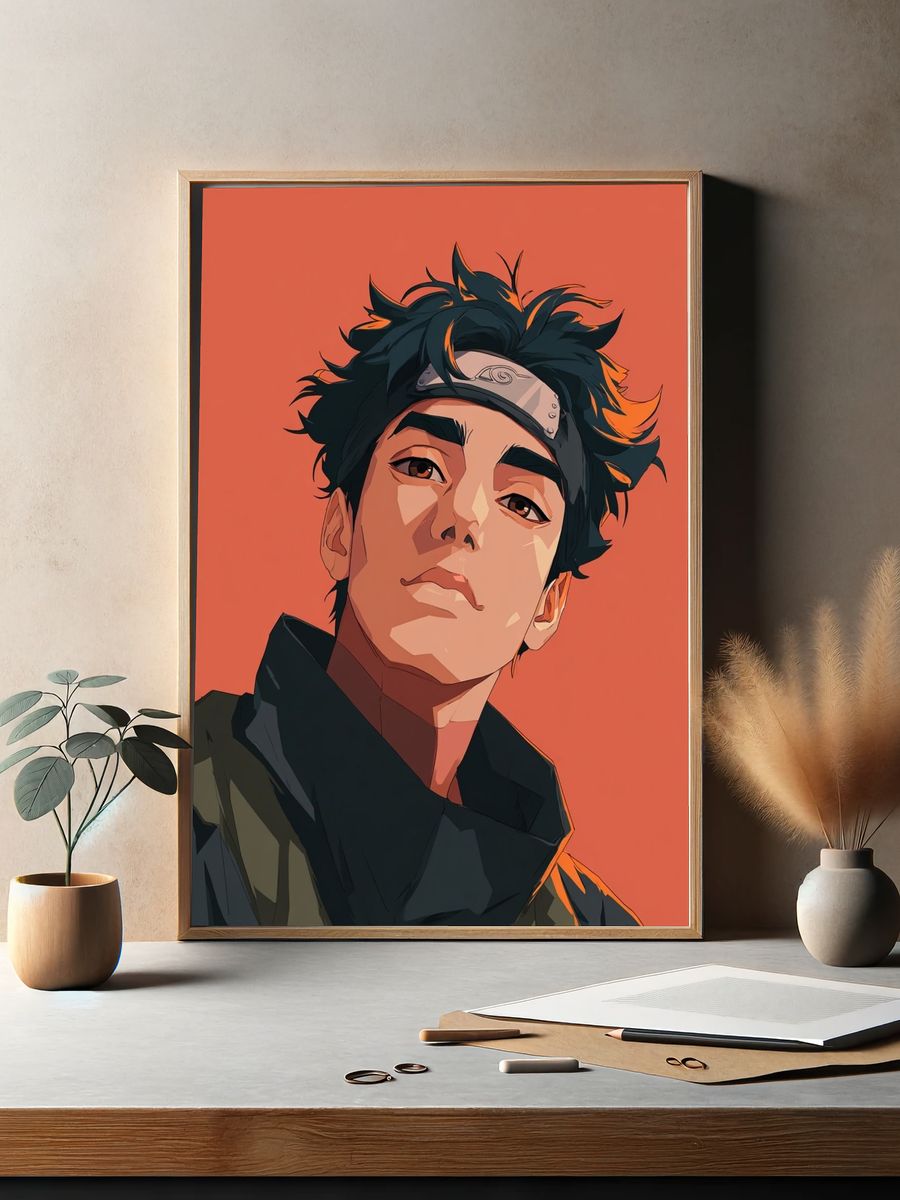 Anime Ninja Portrait Print. — room view 2