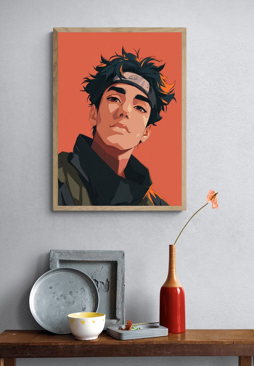Anime Ninja Portrait Print. — room view 3
