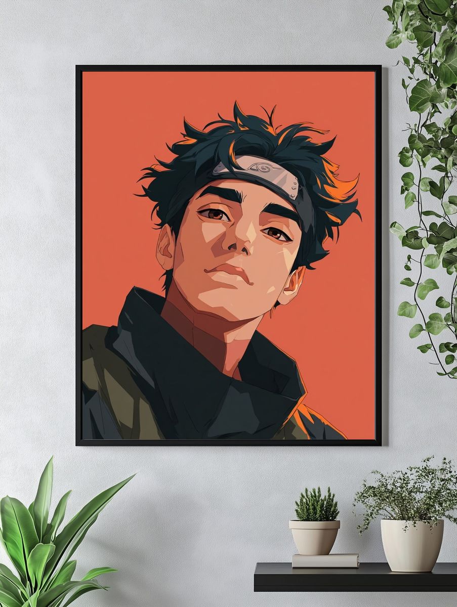 Anime Ninja Portrait Print. — room view 4