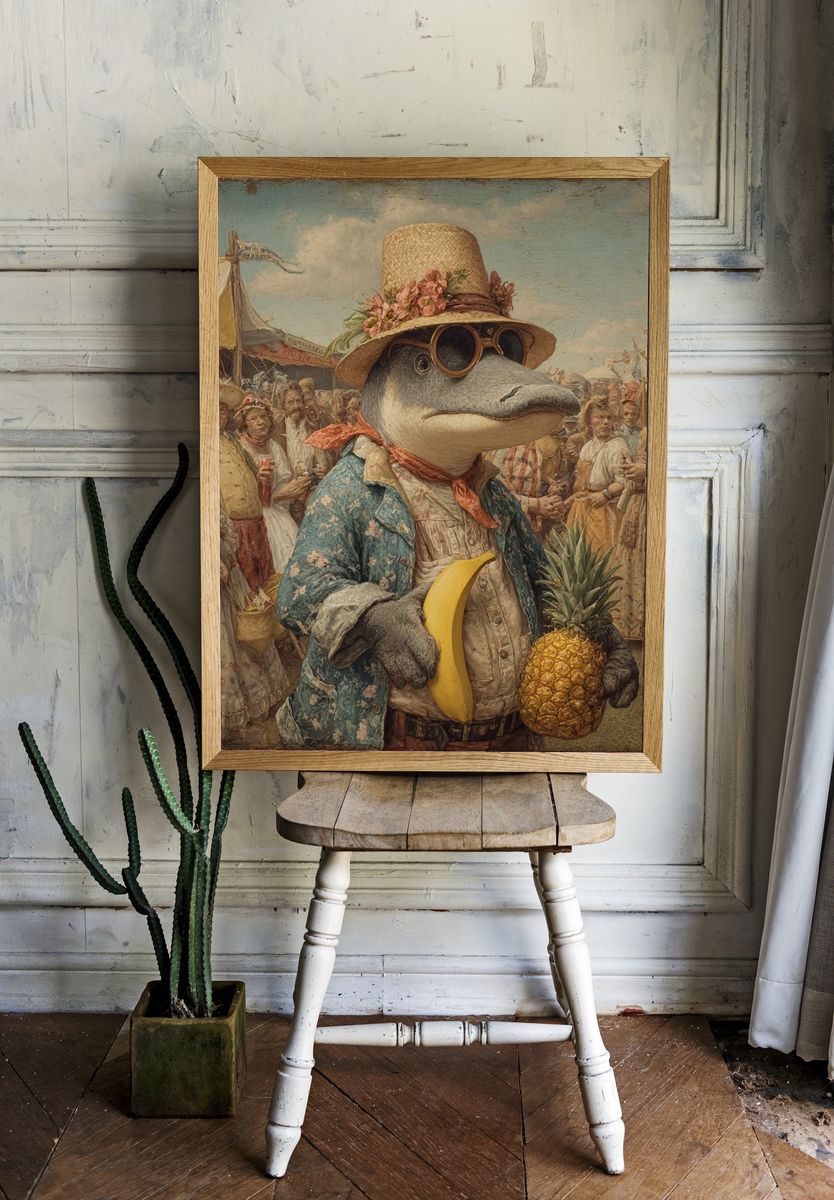 Anthropomorphic Market Scene Illustration Poster. room preview