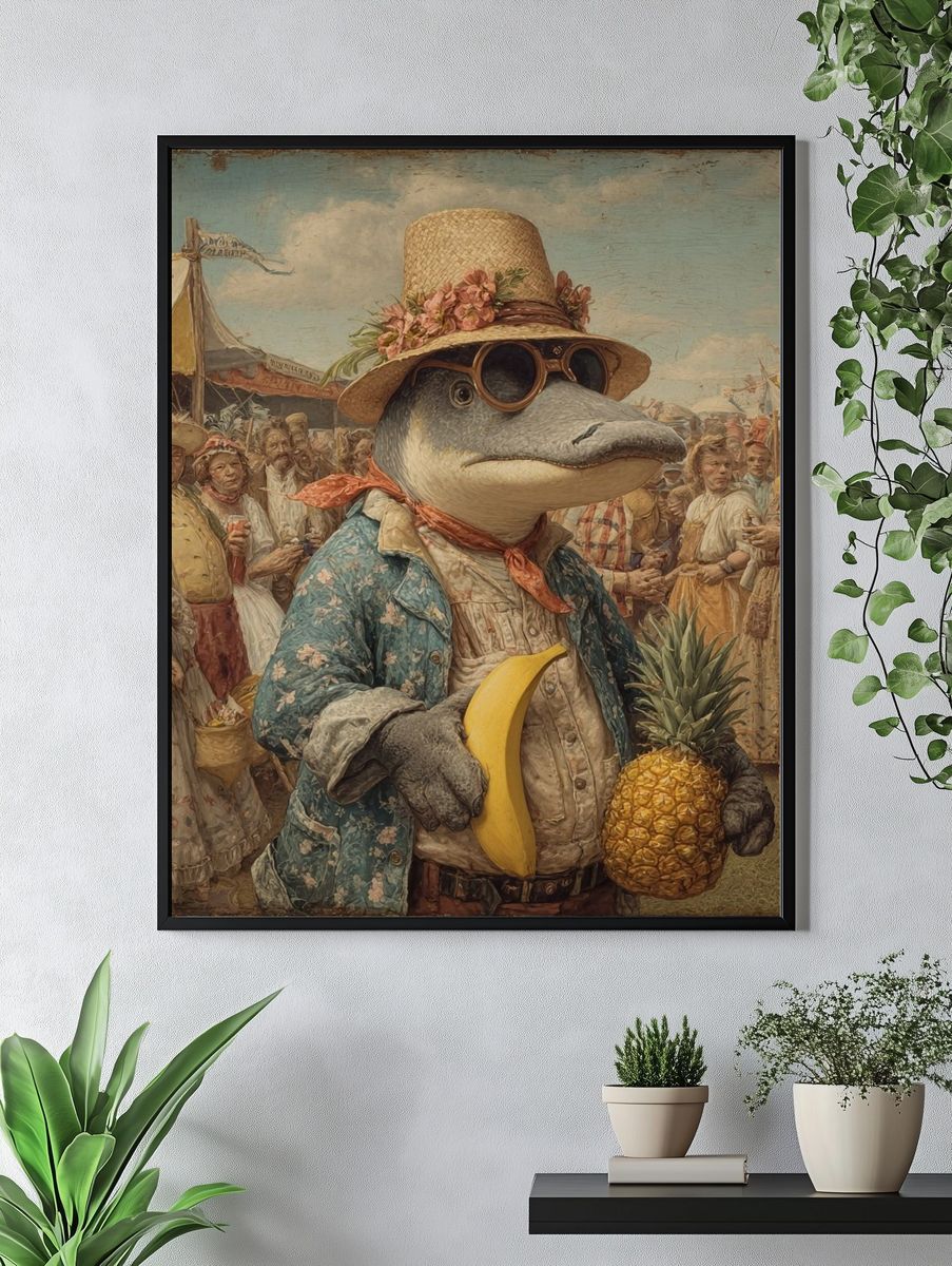 Anthropomorphic Market Scene Illustration Poster. — room view 4