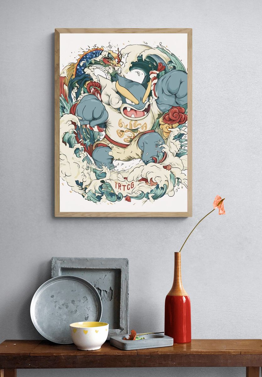 Gyarados Pokémon Illustration Poster. — room view 3