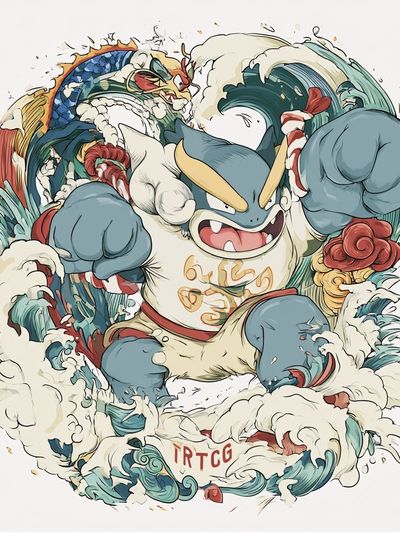 Gyarados Pokémon Illustration Poster.