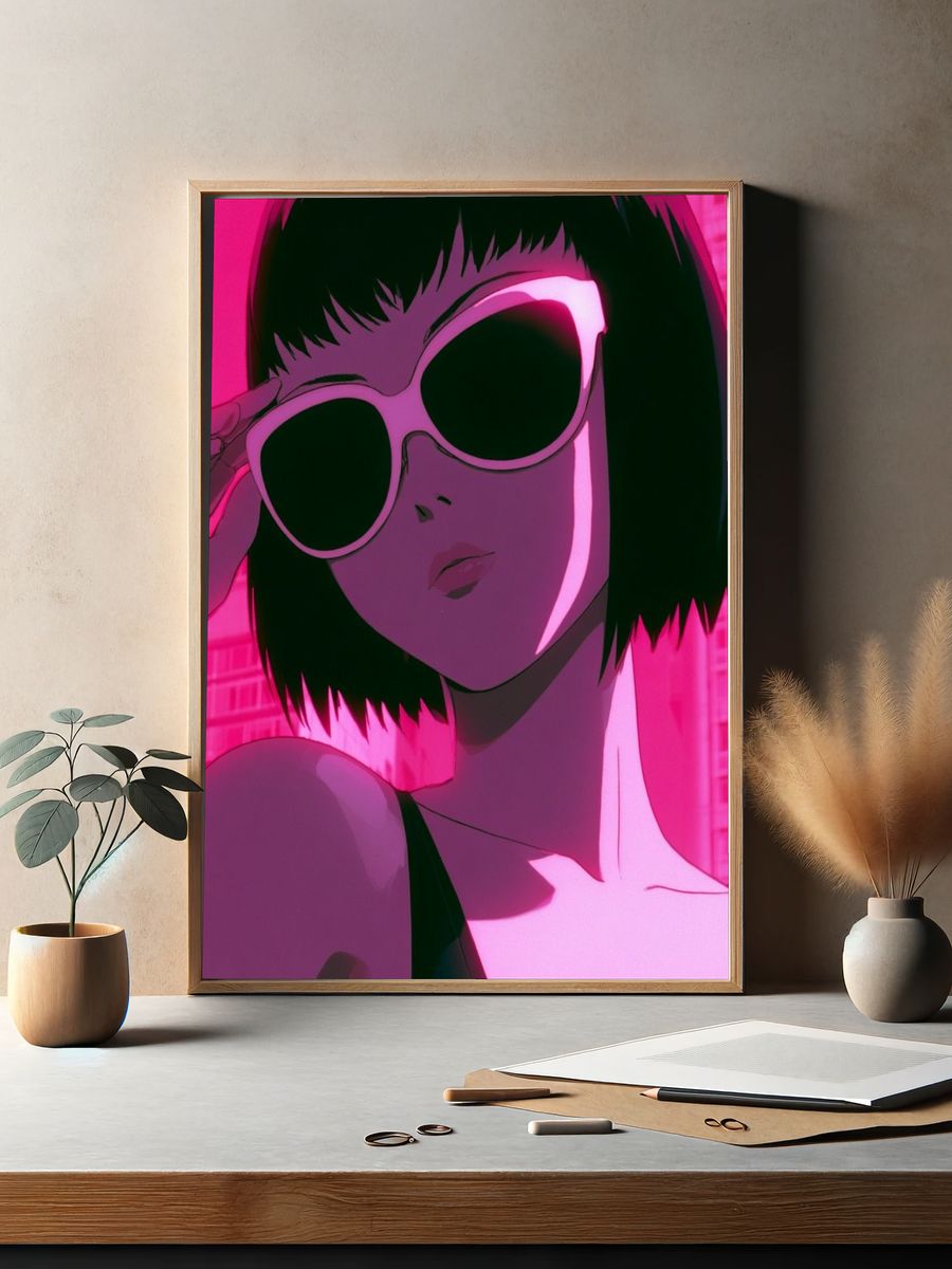 Neon Sunglasses Anime Poster. — room view 2