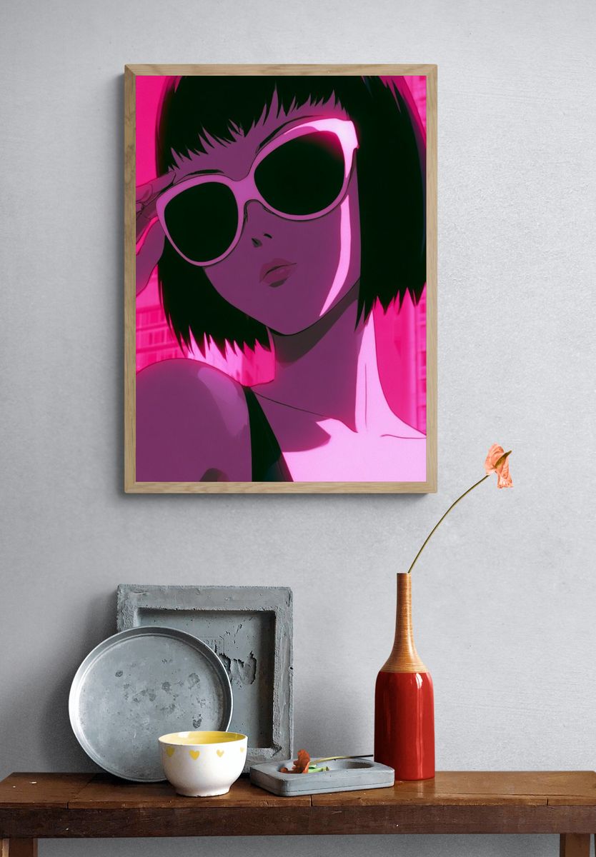 Neon Sunglasses Anime Poster. — room view 3