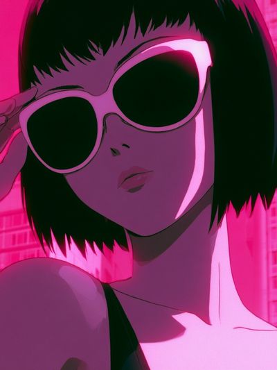 Neon Sunglasses Anime Poster. poster