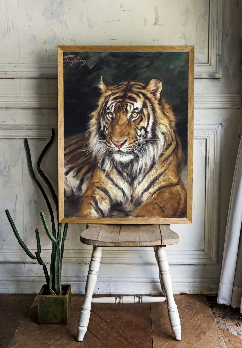 Reclining Tiger (1866-1919) oil painting. room preview