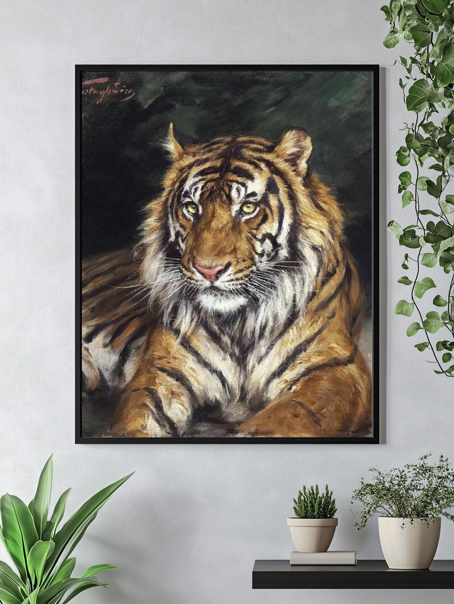 Reclining Tiger (1866-1919) oil painting. — room view 4
