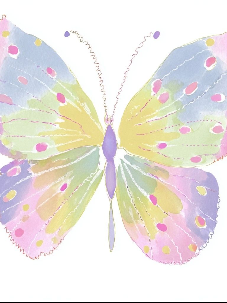 Pastel Butterfly Watercolor Print. poster detail