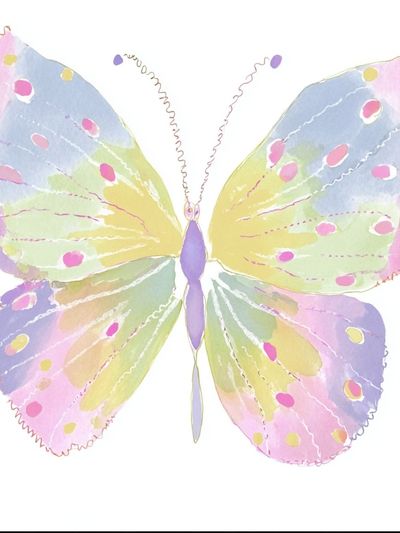 Pastel Butterfly Watercolor Print.
