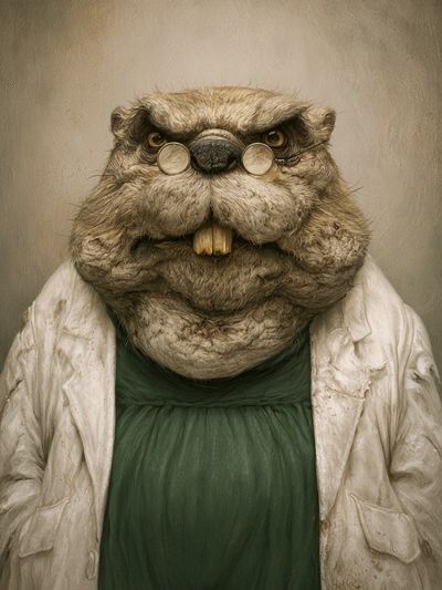 Professor Beaver Portrait Print.