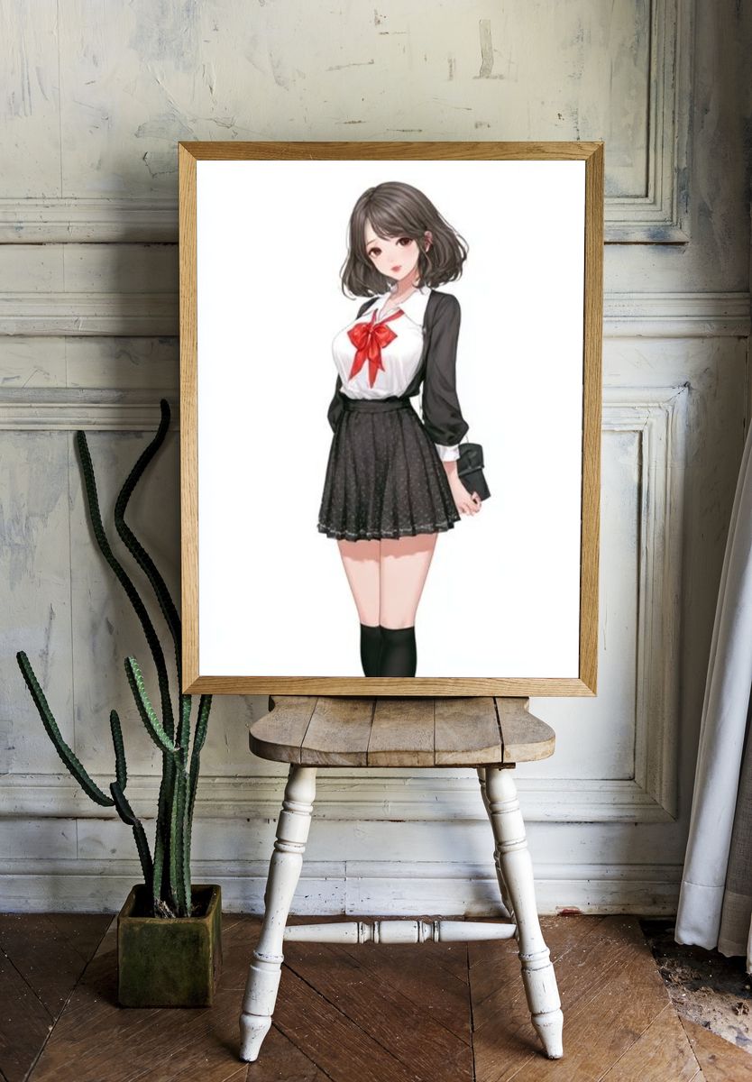 Anime Schoolgirl Portrait Poster. — room view 1