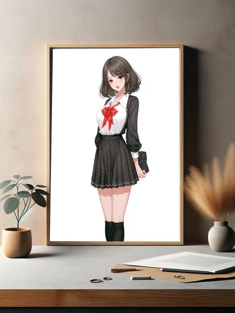 Anime Schoolgirl Portrait Poster. — room view 2