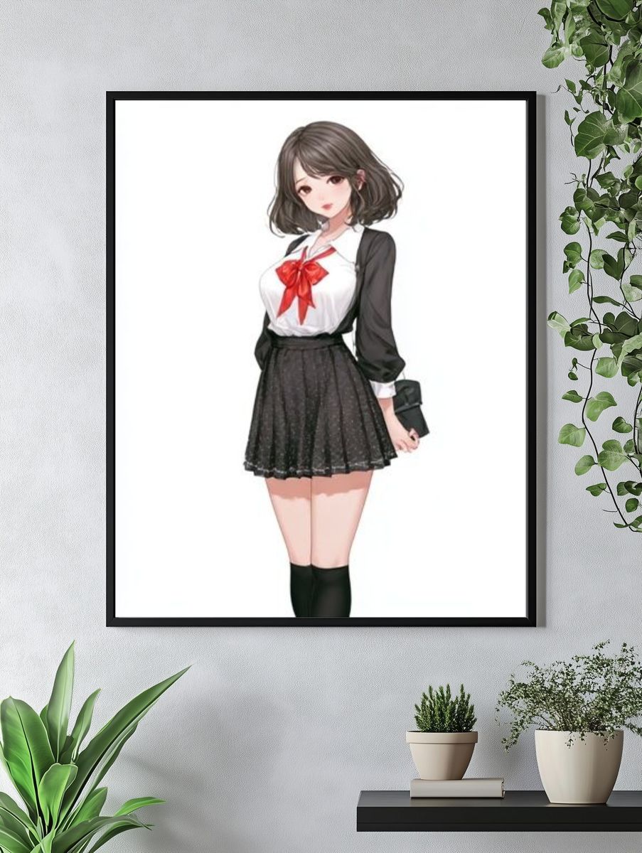 Anime Schoolgirl Portrait Poster. — room view 4
