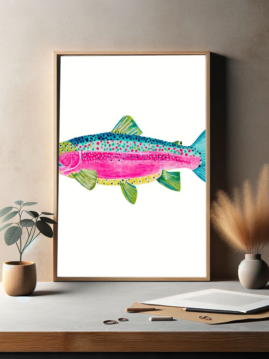 Rainbow Trout Illustration Poster. — room view 2