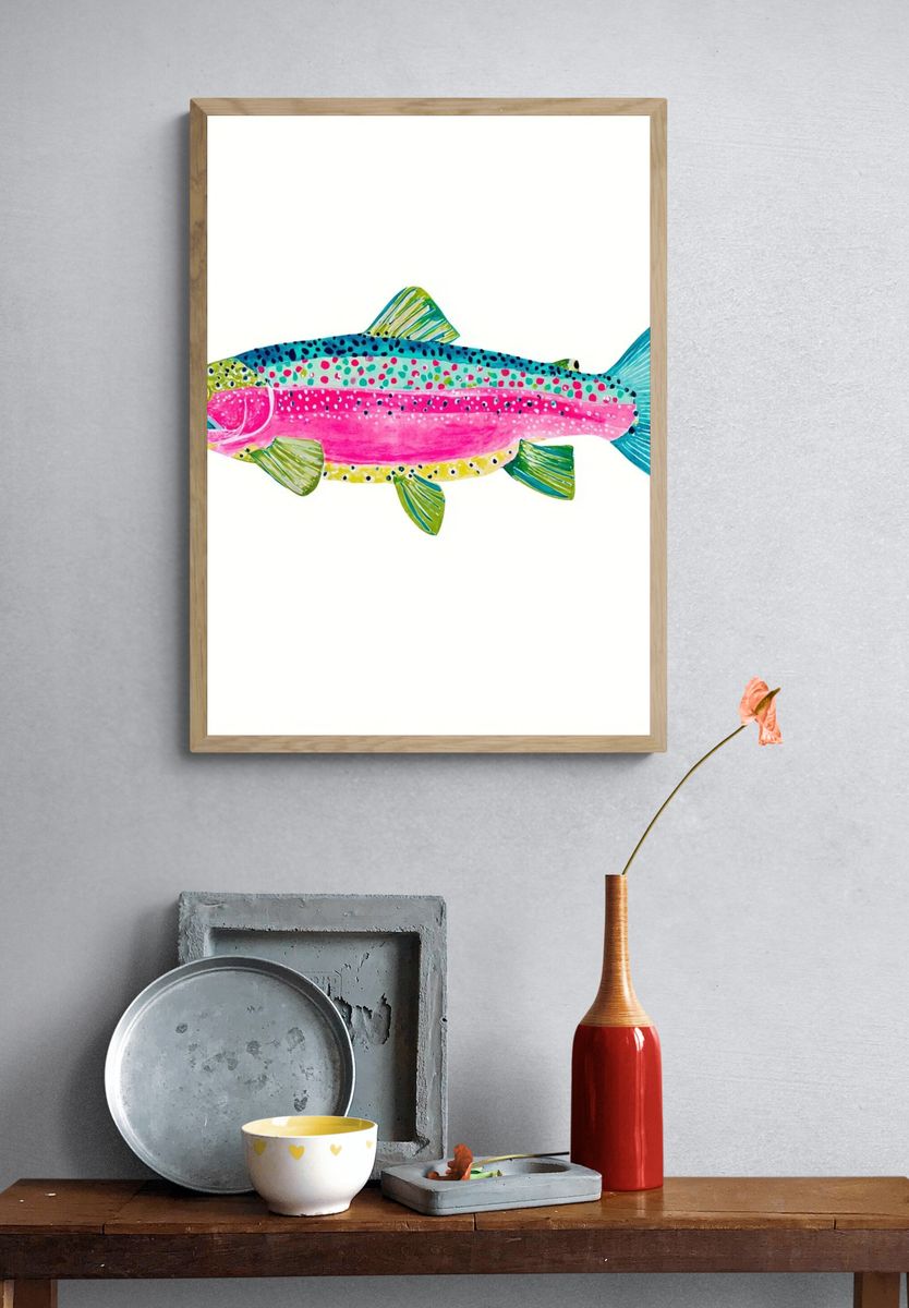 Rainbow Trout Illustration Poster. — room view 3