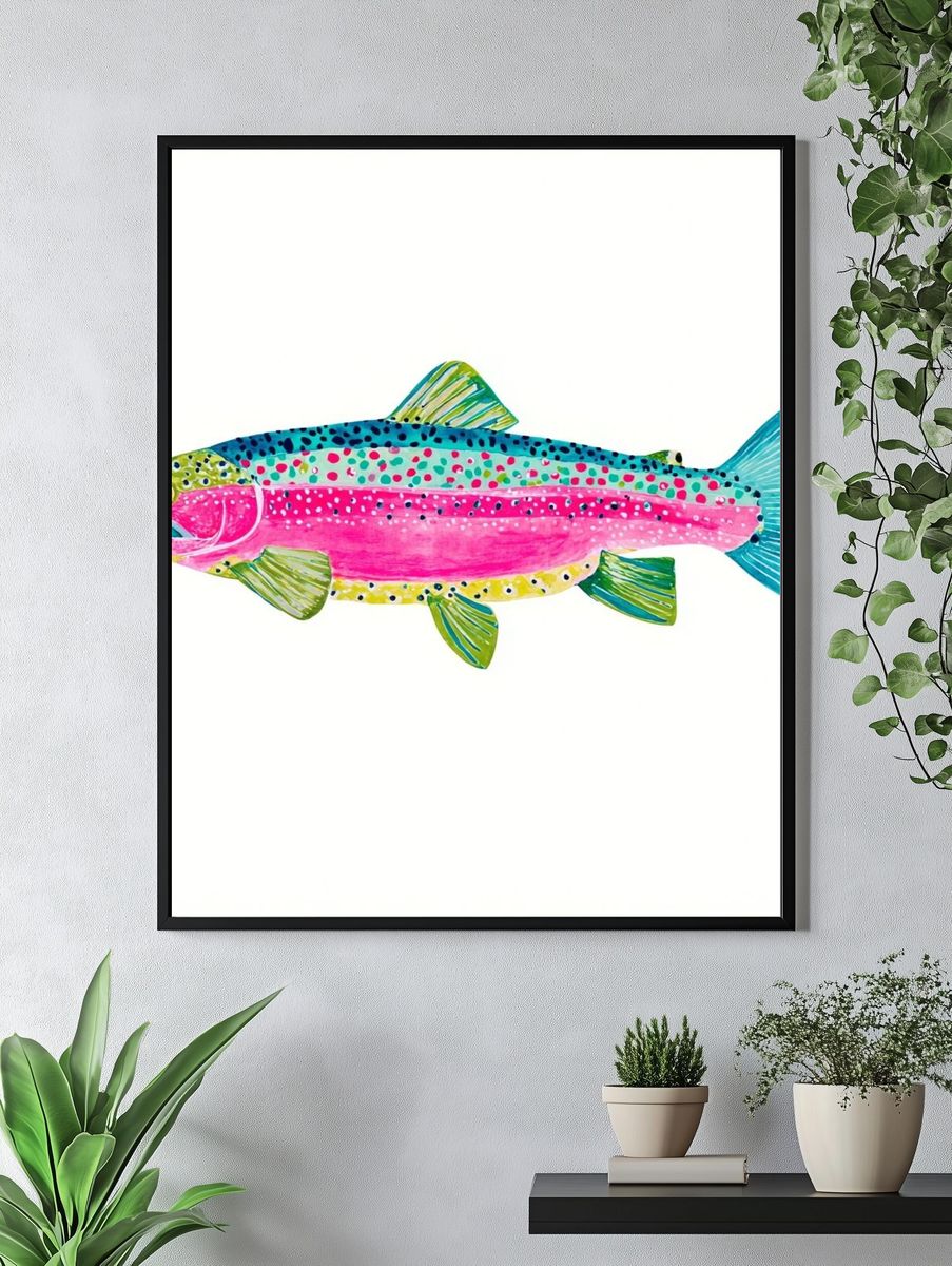 Rainbow Trout Illustration Poster. — room view 4