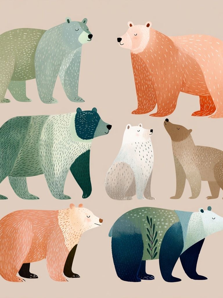 Pastel Bears Illustration Poster. poster — animals art